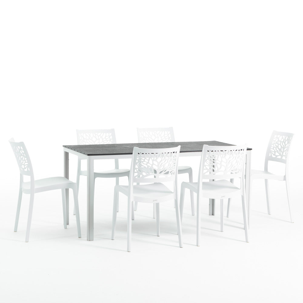 Thomas & Flora tavolo da giardino con 6 sedie dal design naturale