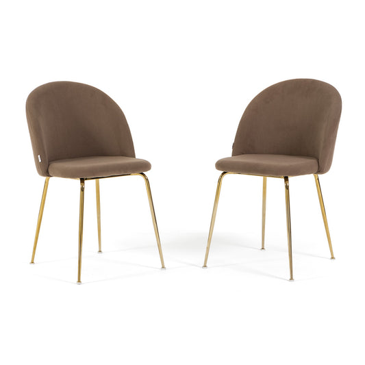 Sara – sedia in velluto a costine con gambe in metallo, colore nocciola, gambe oro