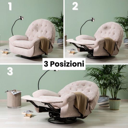 Pina – poltrona relax reclinabile girevole e a Dondolo