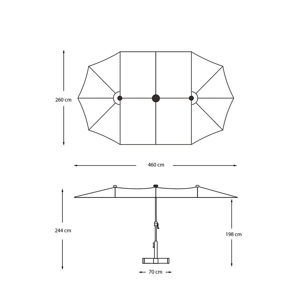 Aliseo – ombrellone doppio con LED solari e doppio tetto