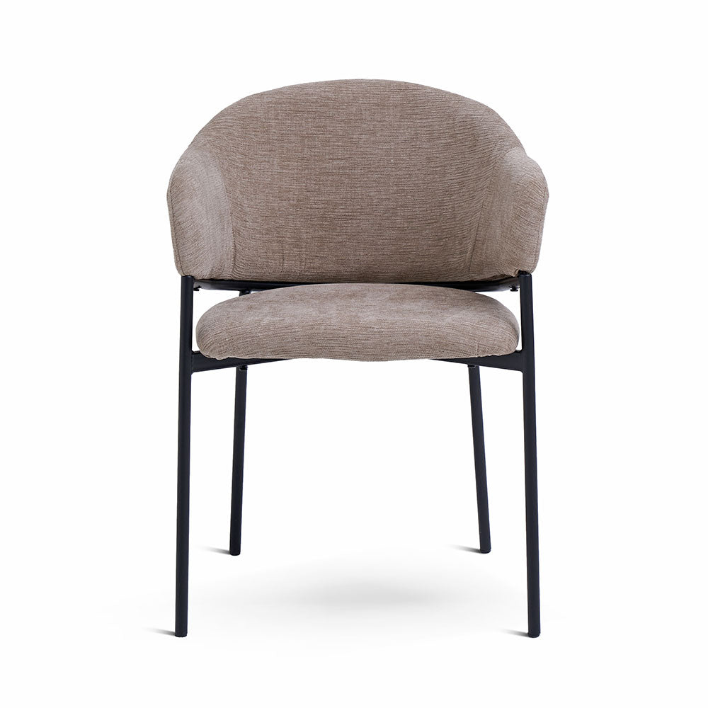 Grace – Poltroncina in tessuto ciniglia con gambe in acciaio