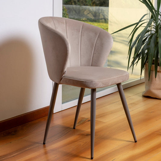 Clarissa – sedia ergonomica in velluto con gambe in metallo