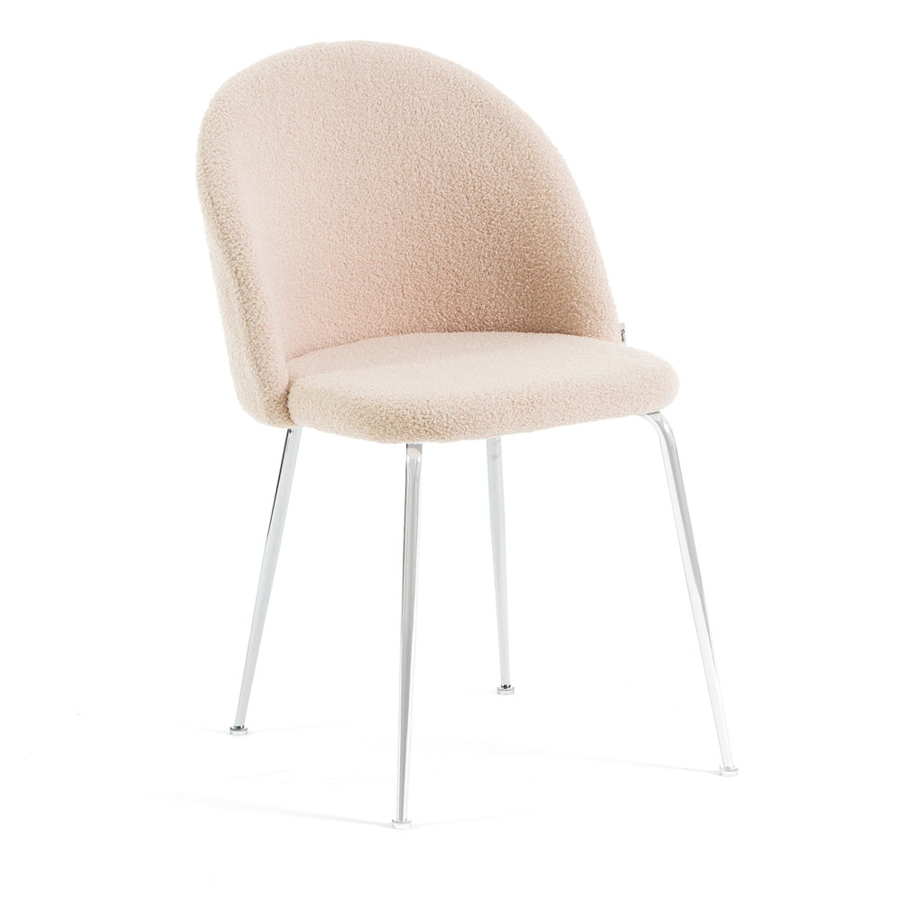 Sara – sedia in tessuto teddy con gambe in metallo