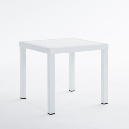 Raul – tavolo in alluminio e polipropilene effetto rattan, colore bianco