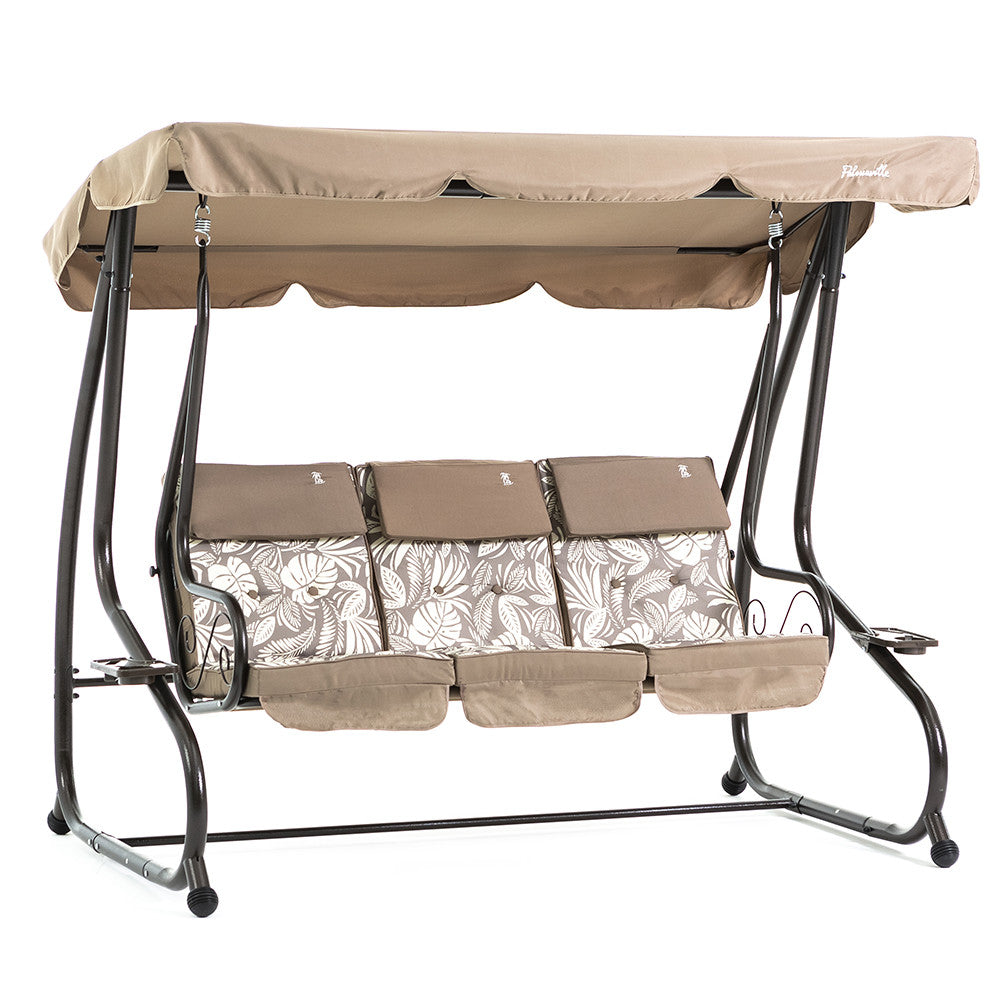 Mizar – Dondolo 3 posti trasformabile in letto tettuccio regolabile, colore bronzo tropicana