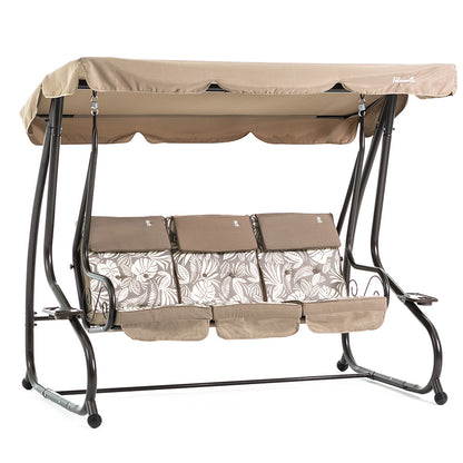 Mizar – Dondolo 3 posti trasformabile in letto tettuccio regolabile, colore bronzo tropicana