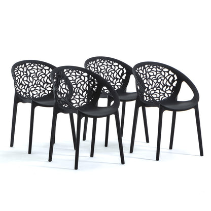 Ambra – sedia in polipropilene da giardino dal design traforato, colore antracite