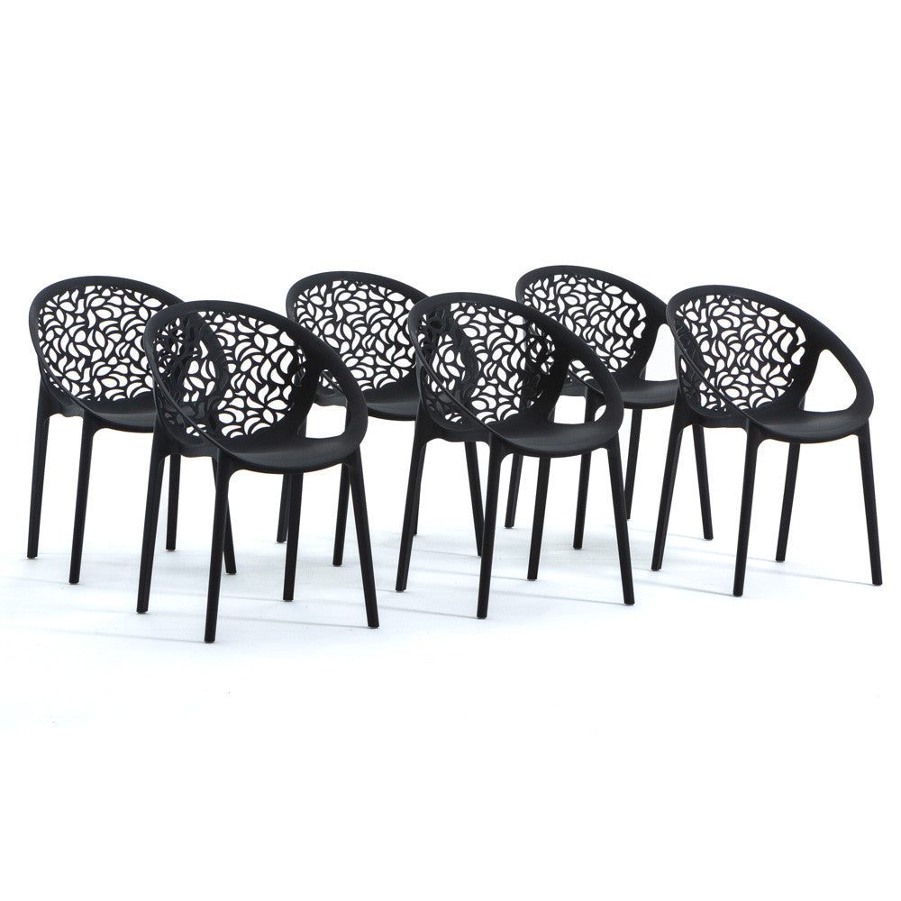 Ambra – sedia in polipropilene da giardino dal design traforato, colore antracite