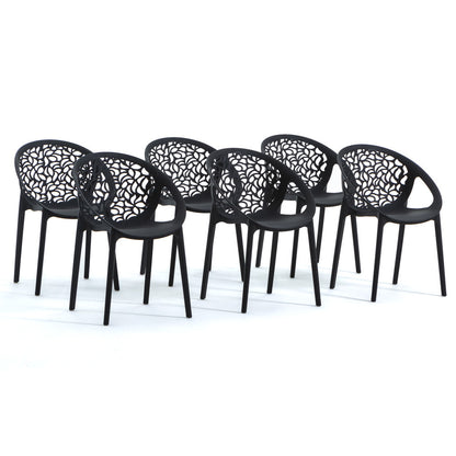Ambra – sedia in polipropilene da giardino dal design traforato, colore antracite