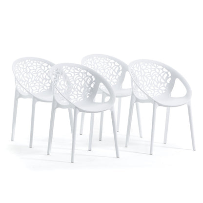 Ambra – sedia in polipropilene da giardino dal design traforato, colore bianco