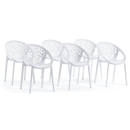 Ambra – sedia in polipropilene da giardino dal design traforato, colore bianco