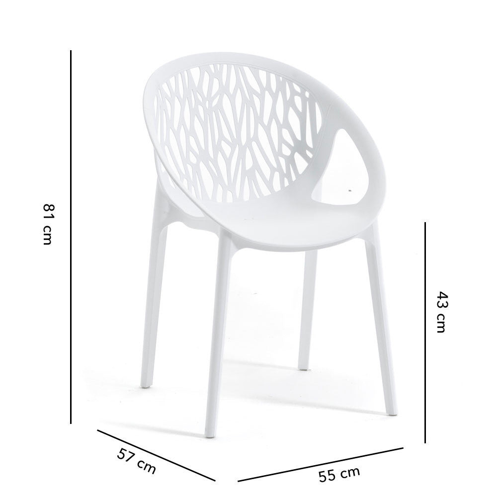 Lara – sedia da esterno in polipropilene con foro di drenaggio