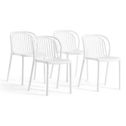 Eloisa – sedia da esterno in resina con struttura a listelli, colore bianco, seduta senza braccioli