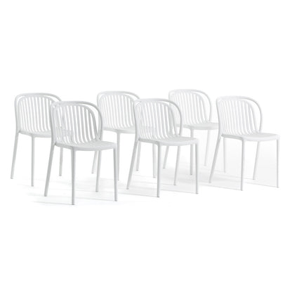 Eloisa – sedia da esterno in resina con struttura a listelli, colore bianco, seduta senza braccioli