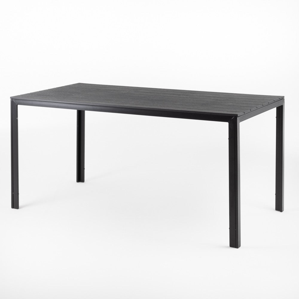 Thomas – tavolo in acciaio e polietilene effetto legno, colore antracite, dimensione 156x78 cm