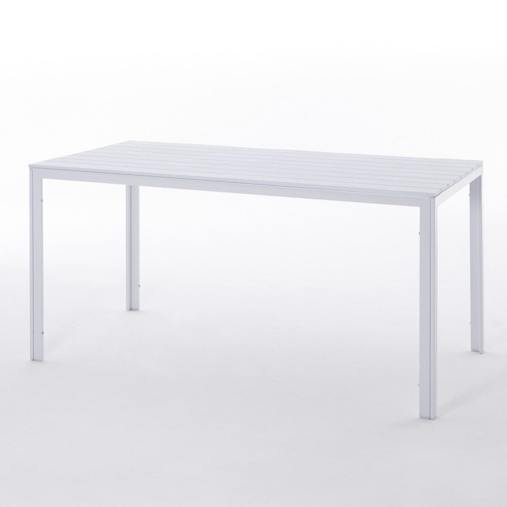 Thomas – tavolo in acciaio e polietilene effetto legno, colore bianco, dimensione 156x78 cm