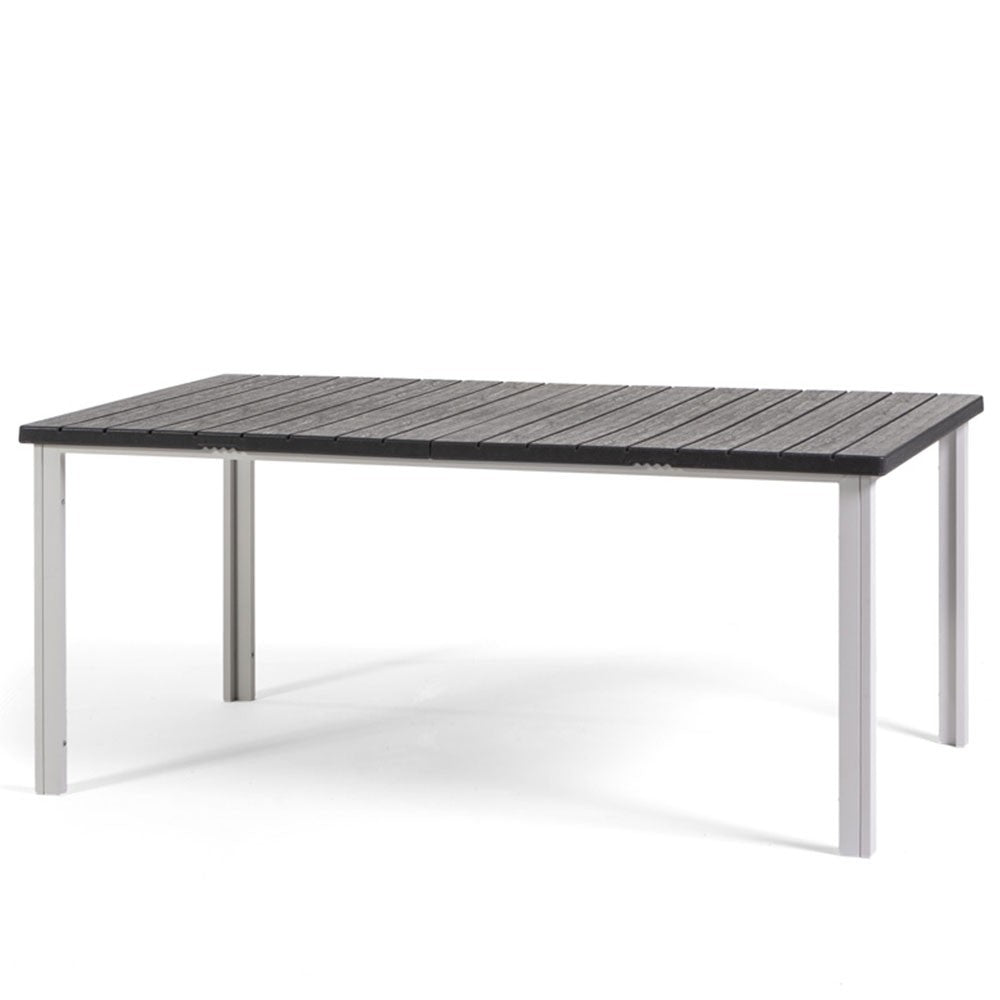 Thomas – tavolo in acciaio e polietilene effetto legno, colore bianco/ardesia, dimensione 180x90 cm