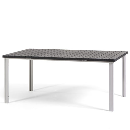 Thomas – tavolo in acciaio e polietilene effetto legno, colore bianco/ardesia, dimensione 180x90 cm