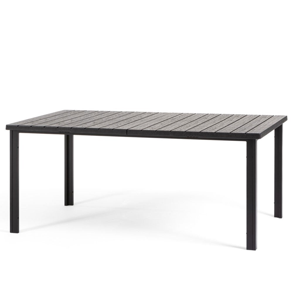 Thomas – tavolo in acciaio e polietilene effetto legno, colore antracite, dimensione 180x90 cm