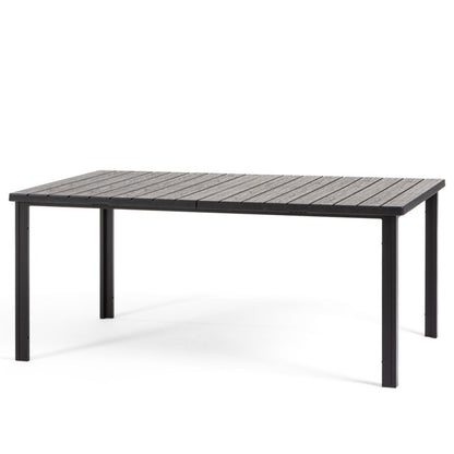 Thomas – tavolo in acciaio e polietilene effetto legno, colore antracite, dimensione 180x90 cm
