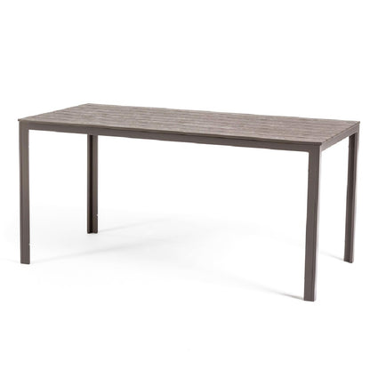 Thomas – tavolo in acciaio e polietilene effetto legno, colore tortora, dimensione 156x78 cm