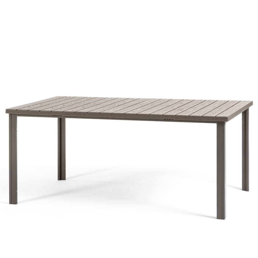 Thomas – tavolo in acciaio e polietilene effetto legno, colore tortora, dimensione 180x90 cm