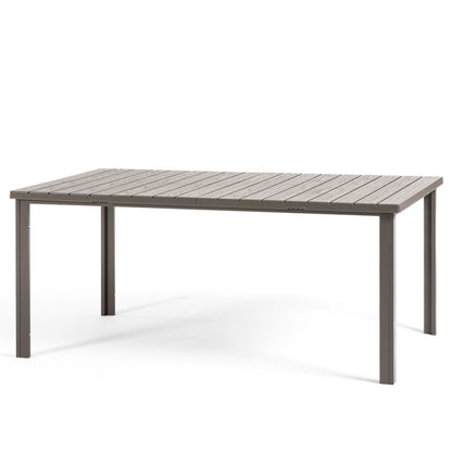 Thomas – tavolo in acciaio e polietilene effetto legno, colore tortora, dimensione 180x90 cm