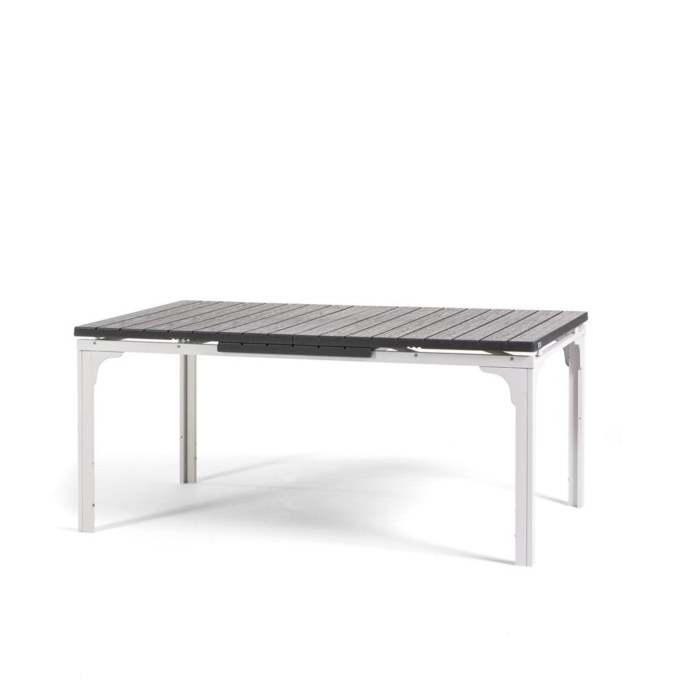 Thomas XL – tavolo allungabile acciaio e polietilene, colore bianco/ardesia