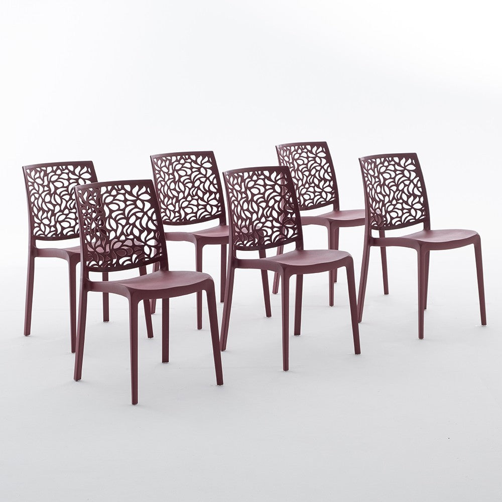 Anna – sedia in polipropilene monoblocco impilabile, colore merlot