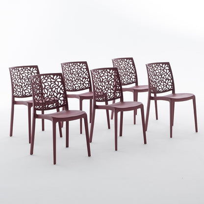 Anna – sedia in polipropilene monoblocco impilabile, colore merlot