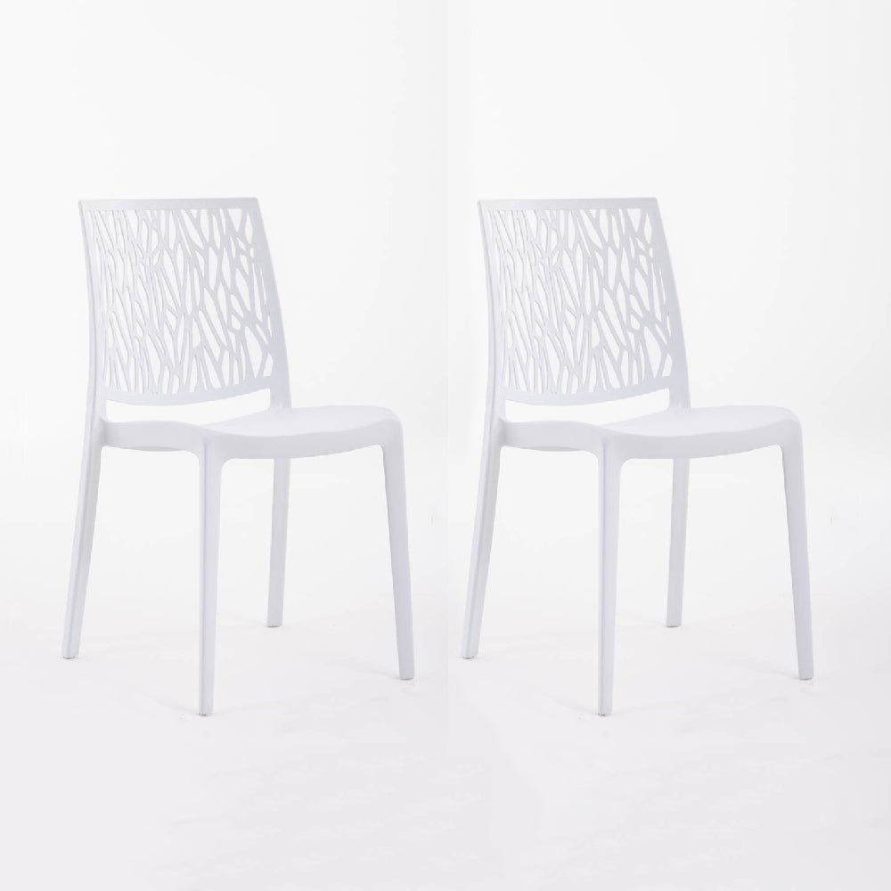 Lisa – sedia in polipropilene con schienale effetto rami, colore bianco
