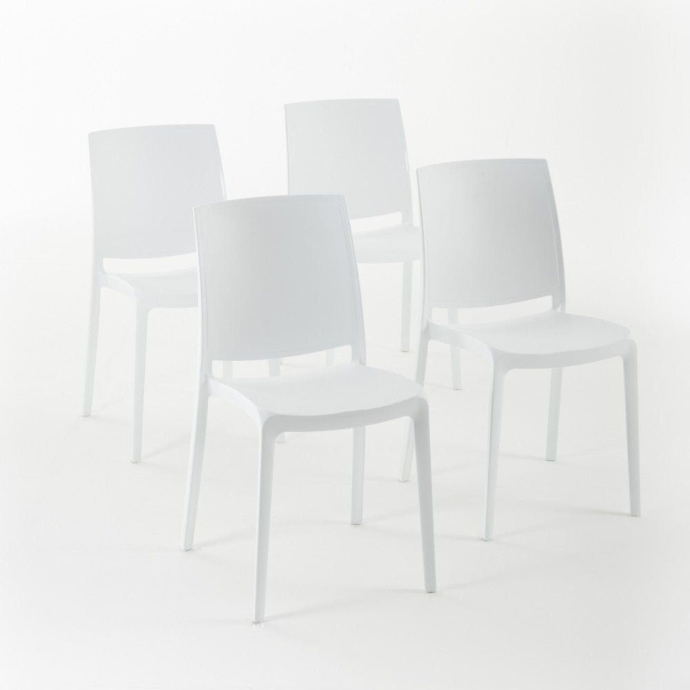 Carmen – sedia in polipropilene dal design lineare, colore bianco