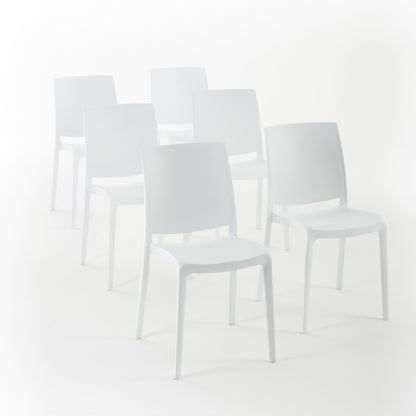 Carmen – sedia in polipropilene dal design lineare, colore bianco
