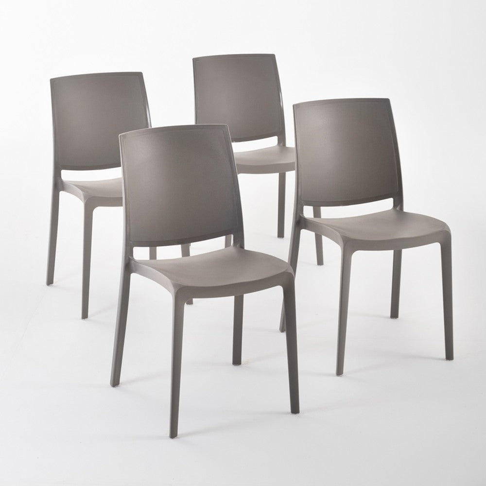 Carmen – sedia in polipropilene dal design lineare, colore tortora