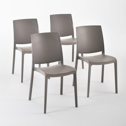 Carmen – sedia in polipropilene dal design lineare, colore tortora