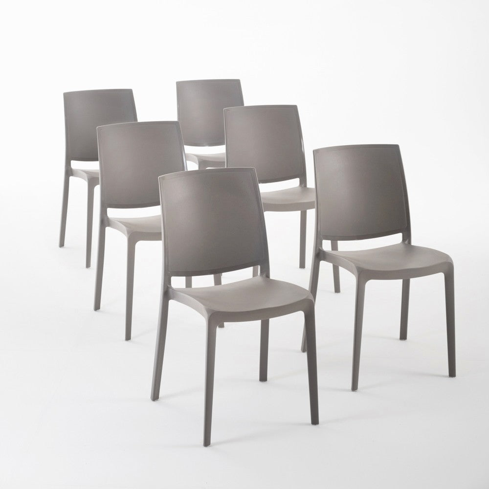 Carmen – sedia in polipropilene dal design lineare, colore tortora