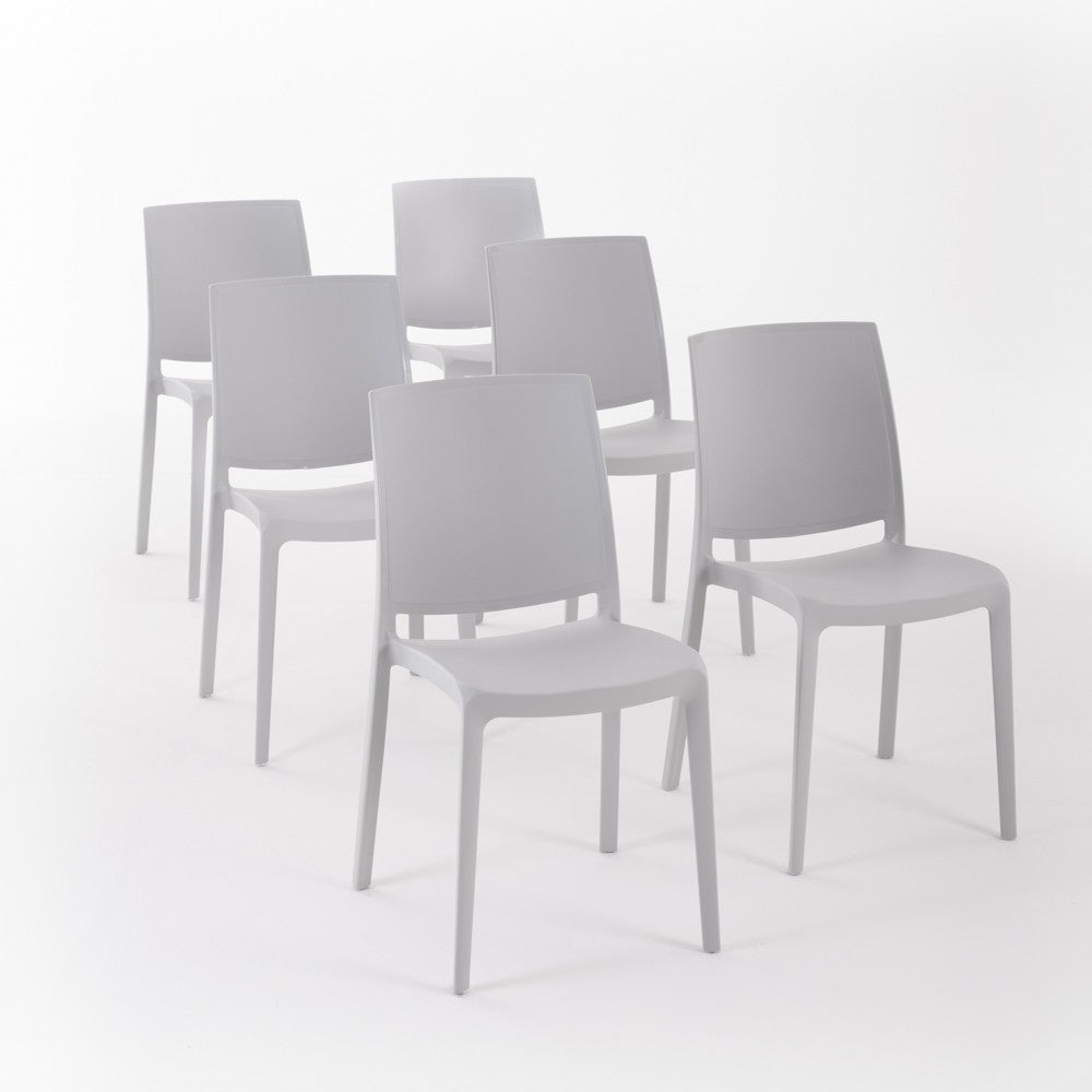 Carmen – sedia in polipropilene dal design lineare, colore grigio chiaro