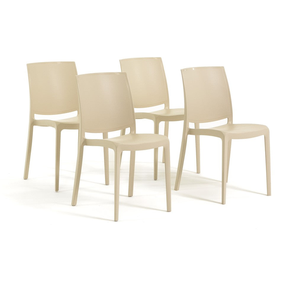 Carmen – sedia in polipropilene dal design lineare, colore crema