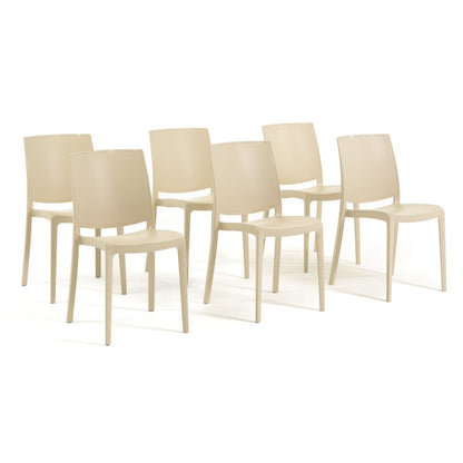 Carmen – sedia in polipropilene dal design lineare, colore crema