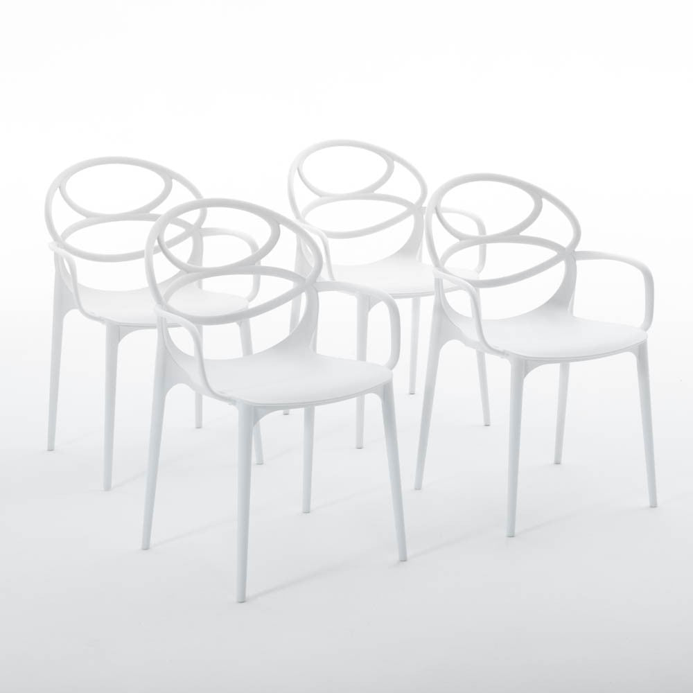 Charlotte – sedia in resina monoblocco con braccioli, colore bianco