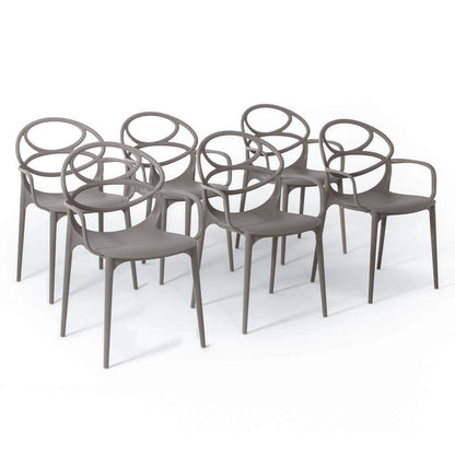 Charlotte – sedia in resina monoblocco con braccioli, colore tortora