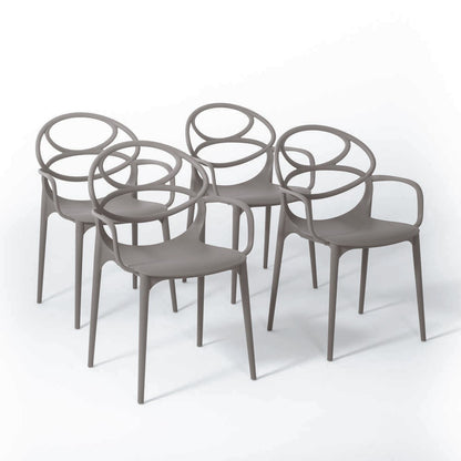 Charlotte – sedia in resina monoblocco con braccioli, colore tortora