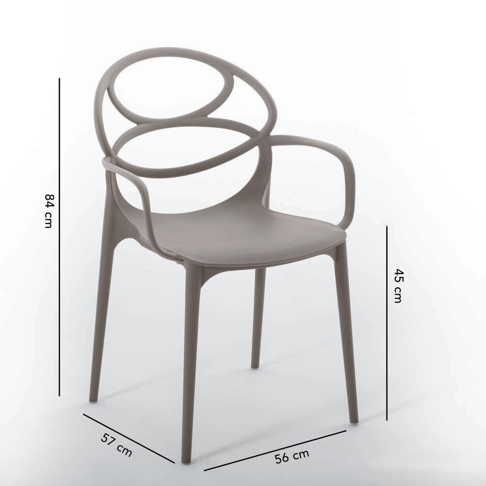 Charlotte – sedia in resina monoblocco con braccioli