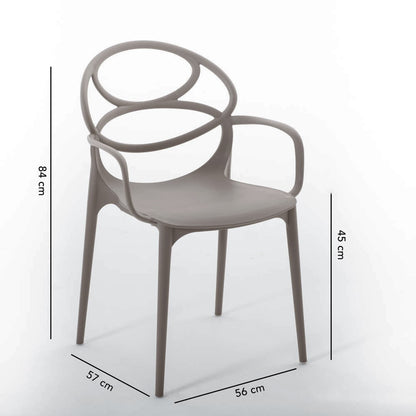 Charlotte – sedia in resina monoblocco con braccioli