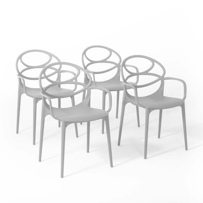 Charlotte – sedia in resina monoblocco con braccioli, colore grigio chiaro