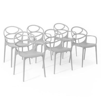 Charlotte – sedia in resina monoblocco con braccioli, colore grigio chiaro