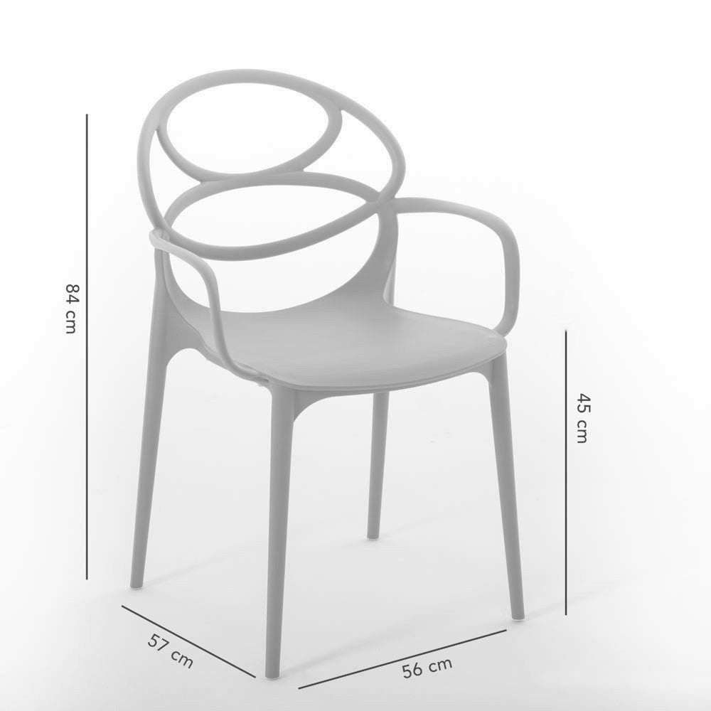 Charlotte – sedia in resina monoblocco con braccioli