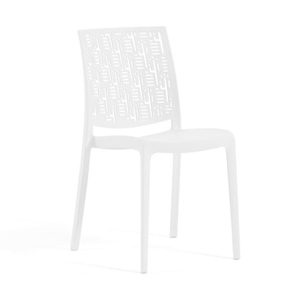 Ayda – sedia in polipropilene con schienale effetto cactus, colore bianco