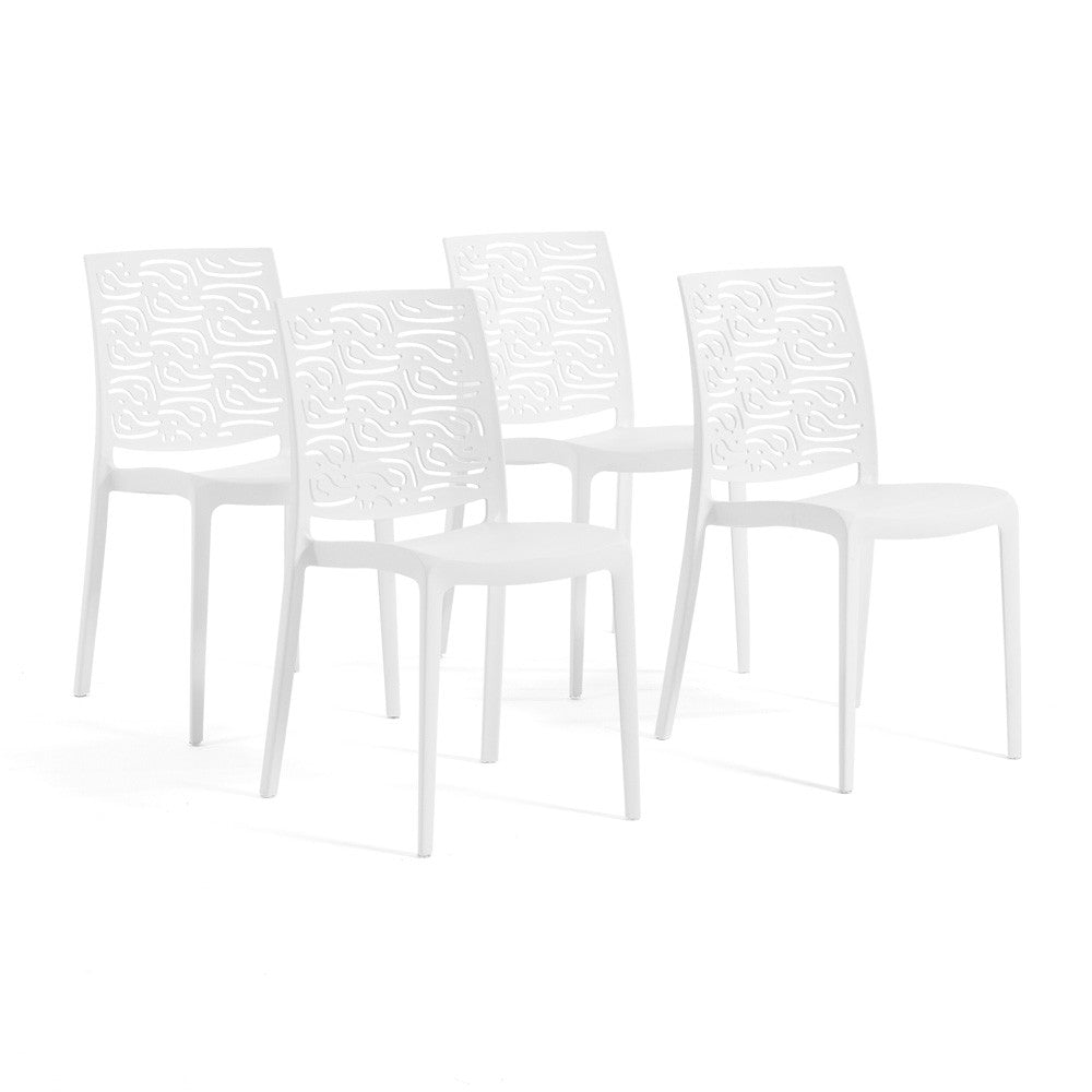 Malika – sedia in polipropilene con schienale effetto dune, colore bianco