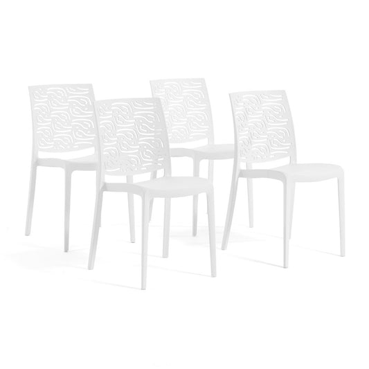 Malika – sedia in polipropilene con schienale effetto dune, colore bianco